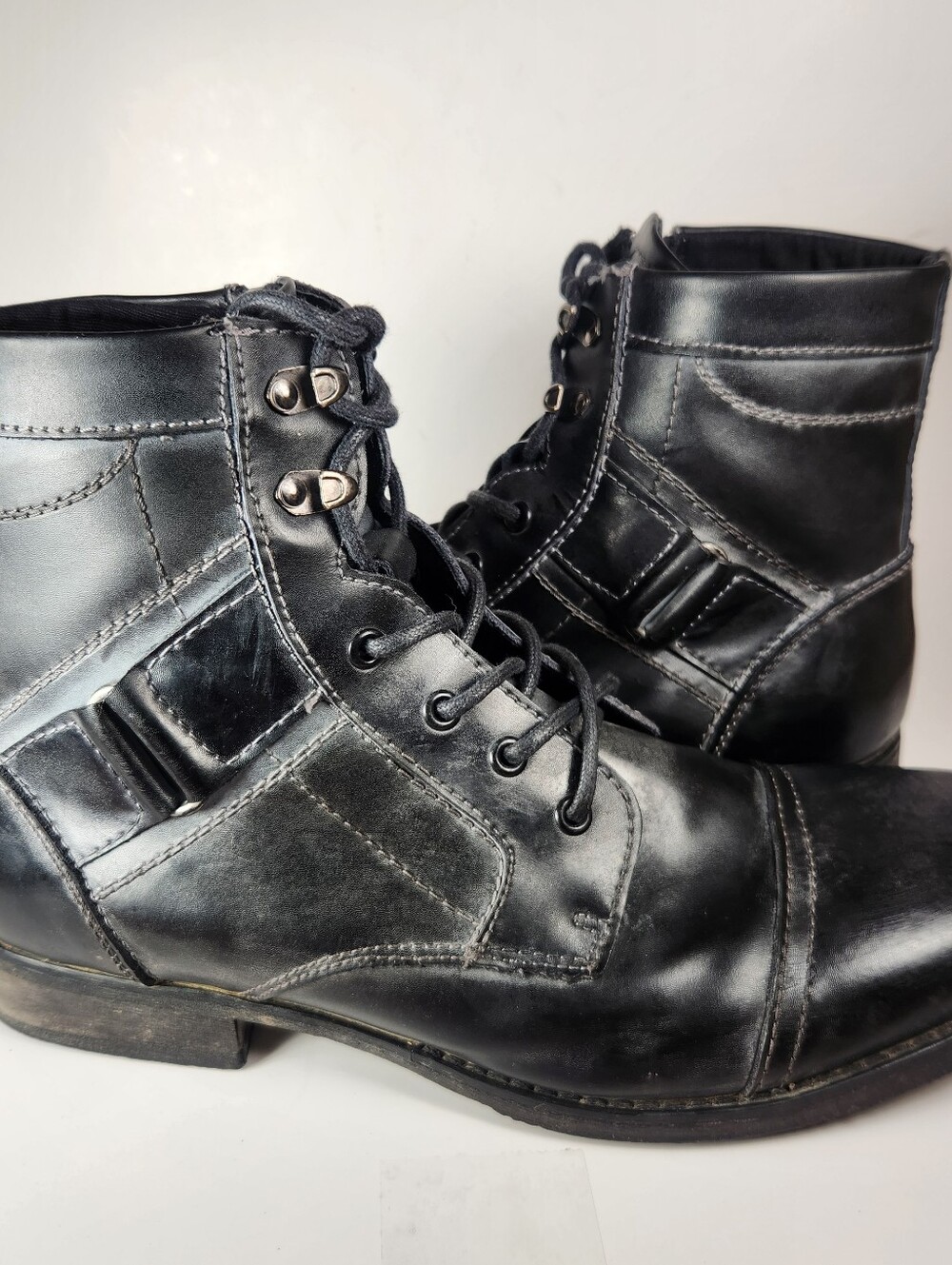 BED STU Men's Protege Trek Boot Black Size 11.5 Leather Distressed Boho Shoes